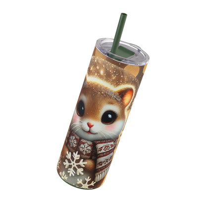 Snowflake Magic: Cozy Fawn Skinny Tumbler  20oz